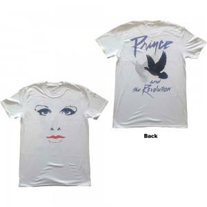 Prince Unisex T-Shirt: Faces & Doves (White) (Back Print) (X-Large)