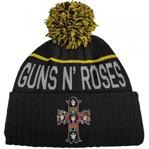 Guns N´ Roses Unisex Bobble Beanie Hat: Cross (Black & Yellow)