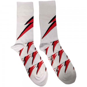 David Bowie Unisex Ankle Socks: Flash (White) (UK Size 7 - 11)