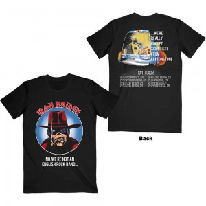 Iron Maiden Unisex T-Shirt: Not An English Rock Band (Black) (Back Print) (Medium)