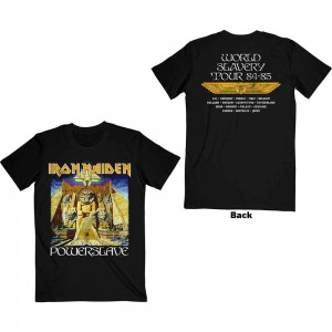 Iron Maiden Unisex T-Shirt: Powerslave World Slavery Tour (Black) (Back Print) (XX-Large)