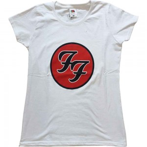 Foo Fighters Ladies T-Shirt: FF Logo (White) (X-Small)
