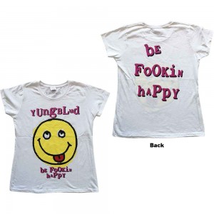Yungblud Ladies T-Shirt: Raver Smile (White) (Back Print) (Medium)