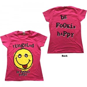 Yungblud Ladies T-Shirt: Raver Smile (Pink) (Back Print) (Medium)