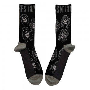 Guns N´ Roses Unisex Ankle Socks: Skulls Band Monochrome (Black) (UK Size 7 - 11)