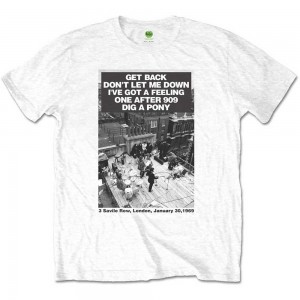 The Beatles Unisex T-Shirt: Rooftop Songs (White) (X-Large)