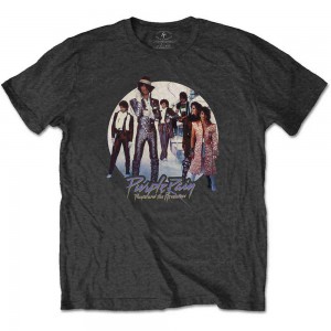 Prince Unisex T-Shirt: Purple Rain Circle (Charcoal Grey) (Medium)