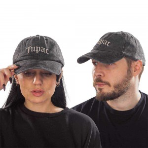 Tupac Unisex Baseball Cap: Gothic Logo (Charcoal Grey)