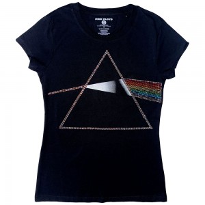 Pink Floyd Ladies T-Shirt: Dark Side of the Moon (Black) (Embellished) (Small)