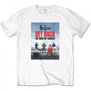 The Beatles Unisex T-Shirt: Rooftop Concert (White) (Large)