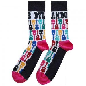 Bob Dylan Unisex Ankle Socks: Guitar Pattern (Multicolour) (UK Size 7 - 11)