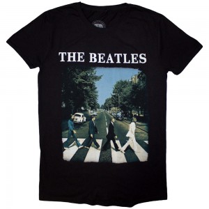 The Beatles Unisex T-Shirt: Abbey Road & Logo (Black) (XXXXX-Large)