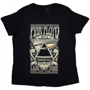 Pink Floyd Ladies T-Shirt: Carnegie Hall Poster (Black) (XXXX-Large)