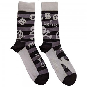 CBGB Unisex Ankle Socks: Logos Striped (Black) (UK Size 7 - 11)