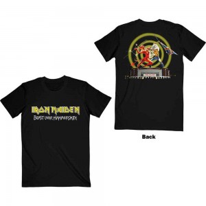 Iron Maiden Unisex T-Shirt: Beast Over Hammersmith Eddie & Devil (Black) (Back Print) (Small)