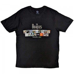 The Beatles Unisex T-Shirt: Albums on Apple (Black) (Puff Print) (Large)