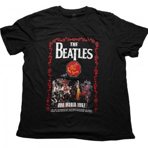 The Beatles Unisex T-Shirt: Our World 1967 (Black) (Large)