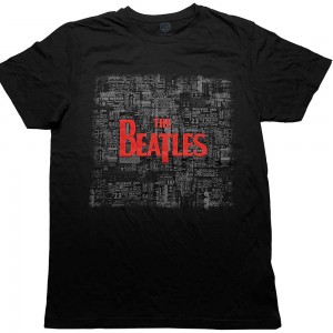 The Beatles Unisex T-Shirt: Tickets & Logo (Black) (Puff Print) (X-Large)