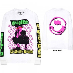 Yungblud Unisex Long Sleeve T-Shirt: Punker (White) (Back & Sleeve Print) (X-Small)