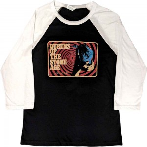 Queens Of The Stone Age Unisex Raglan T-Shirt: In Technicolour (Black & White) (Ex-Tour) (XX-Large)