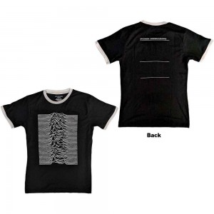 Joy Division Unisex Ringer T-Shirt: Unknown Pleasures (Black) (Back Print) (Large)