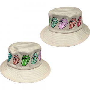 The Rolling Stones Unisex Bucket Hat: Multi-Tongue Pattern (Natural) (Large/X-Large)