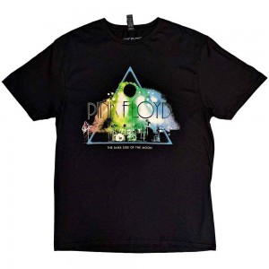 Pink Floyd Unisex T-Shirt: Live Band Rainbow Tone (Black) (Medium)