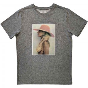 Lady Gaga Unisex T-Shirt: Pink Hat (Grey) (Large)