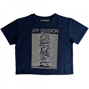 Joy Division Ladies Crop Top: Unknown Pleasures (Denim Blue) (Small)