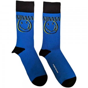 Nirvana Unisex Ankle Socks: Inverse Happy Face (Blue) (UK Size 7 - 11)