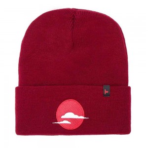 Tokyo Time Unisex Beanie Hat: Japan (Maroon Red)