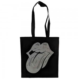 The Rolling Stones Cotton Tote Bag: Hackney Diamonds Holo Tongue (Black)