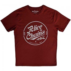 Alice In Chains Unisex T-Shirt: Circle Emblem (Red) (X-Large)