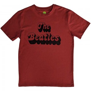 The Beatles Unisex T-Shirt: Text Logo Shadow (Red) (Medium)