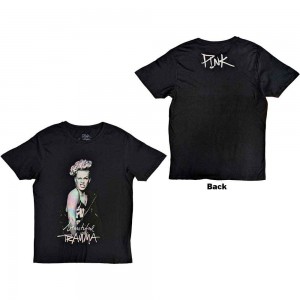 Pink Unisex T-Shirt: Wink (Black) (Back Print) (XX-Large)