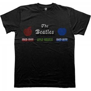 The Beatles Unisex T-Shirt: Apple Years Red & Blue (Black) (Large)