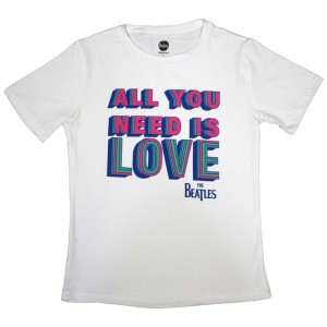 The Beatles Ladies T-Shirt: All You Need Is Love (White) (Small)