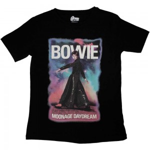 David Bowie Ladies T-Shirt: Moonage 11 Fade (Black) (Medium)