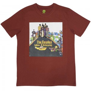 The Beatles Unisex T-Shirt: Yellow Submarine Album Cover (Red) (Medium)