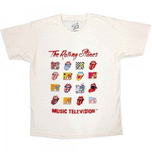 MTV Unisex T-Shirt: Rolling Stones Logo Mashup (Natural) (XX-Large)