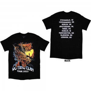 Wu-Tang Clan Unisex T-Shirt: Tour ´23 Dragon Back Print (Black) (Back Print & Ex-Tour) (Small)