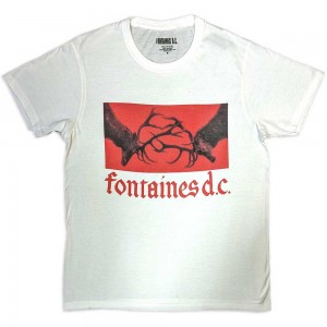 Fontaines D.C. Unisex T-Shirt: Clashing Stags (White) (Small)