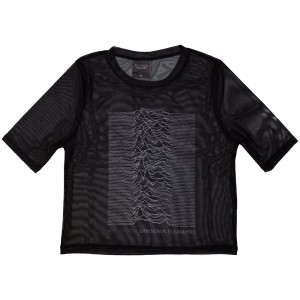 Joy Division Ladies Crop Top: Unknown Pleasures (Black) (Mesh) (X-Small)