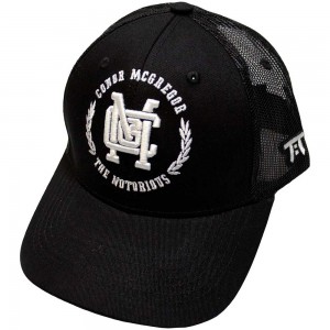 Tokyo Time Unisex Mesh Back Cap: UFC McGregor White Wreath Logo (Black)