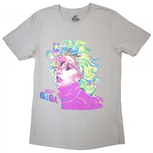 Lady Gaga Unisex T-Shirt: Colour Sketch (Natural) (Large)