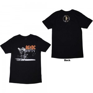 AC/DC Unisex T-Shirt: On Stage Fifty (Black) (Back Print) (Large)