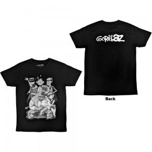 Gorillaz Unisex T-Shirt: George Spray (Black) (Back Print) (Large)