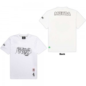 The Beatles Unisex T-Shirt: Meyba Embroidered (White) (Small)