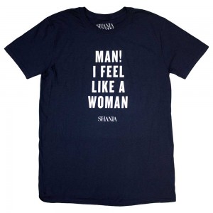 Shania Twain Unisex T-Shirt: Feel Like A Woman (Navy Blue) (XX-Large)