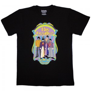The Beatles Unisex T-Shirt: Yellow Submarine Sub Band Frame v2 (Black) (Medium)